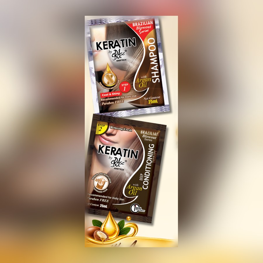 KERATIN Brazilian Blowout Sachet Set (Shampoo + Deep Conditioning, 25mL each)